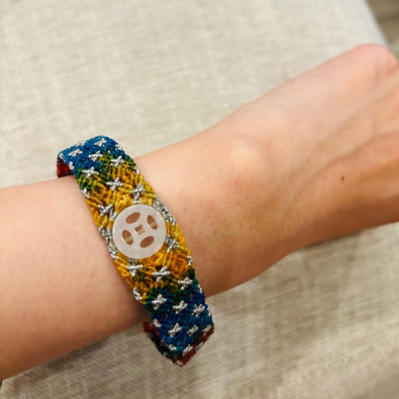 Accessories - Multicolor Woven Bracelet with Button Closure